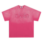 American retro patch washed short sleeves