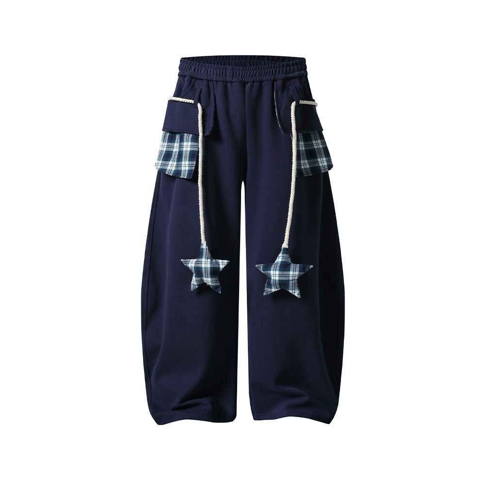 拼接撞色直筒運動褲