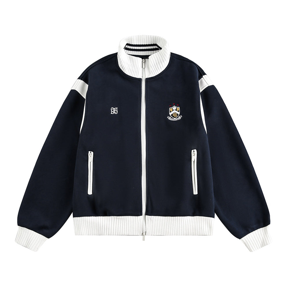 撞色學院風立領外套