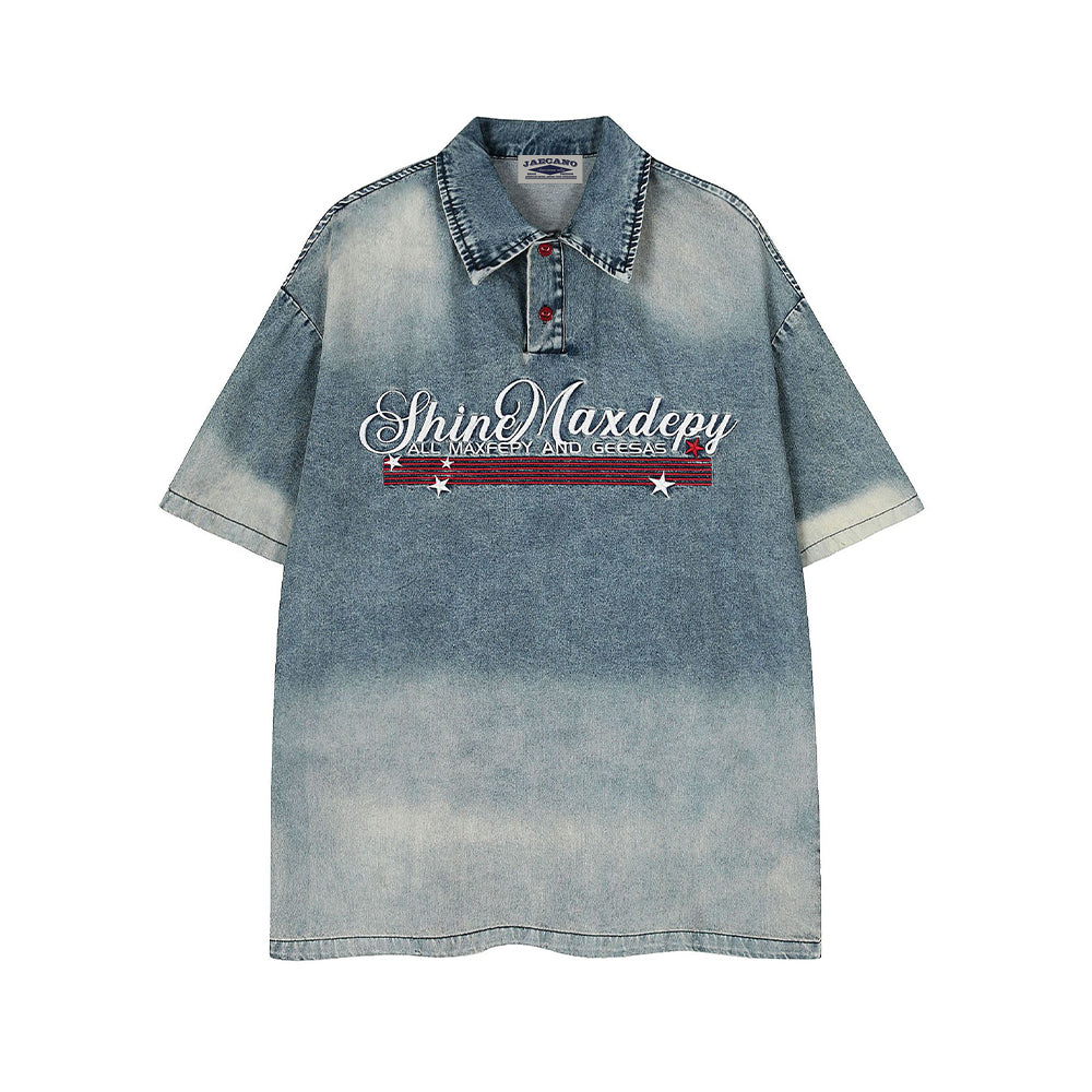 Loose and simple denim short sleeves