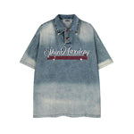 Loose and simple denim short sleeves