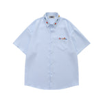 Embroidered plaid short-sleeved shirt