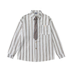 條紋長袖襯衫
