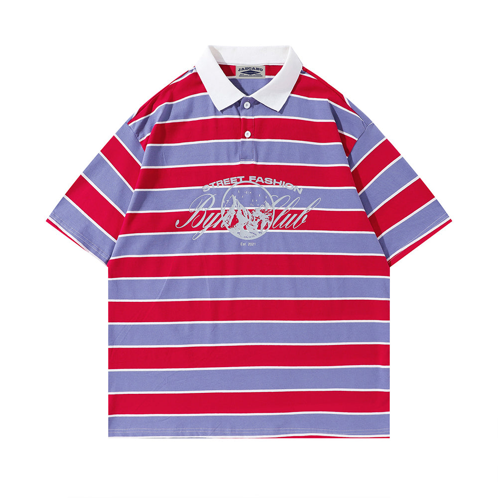 레트로 대비 스트라이프 반소매