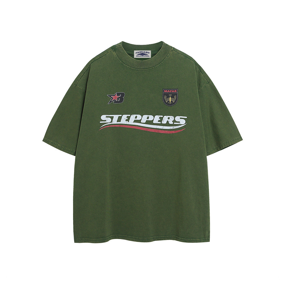 Lettering print crew neck short sleeves