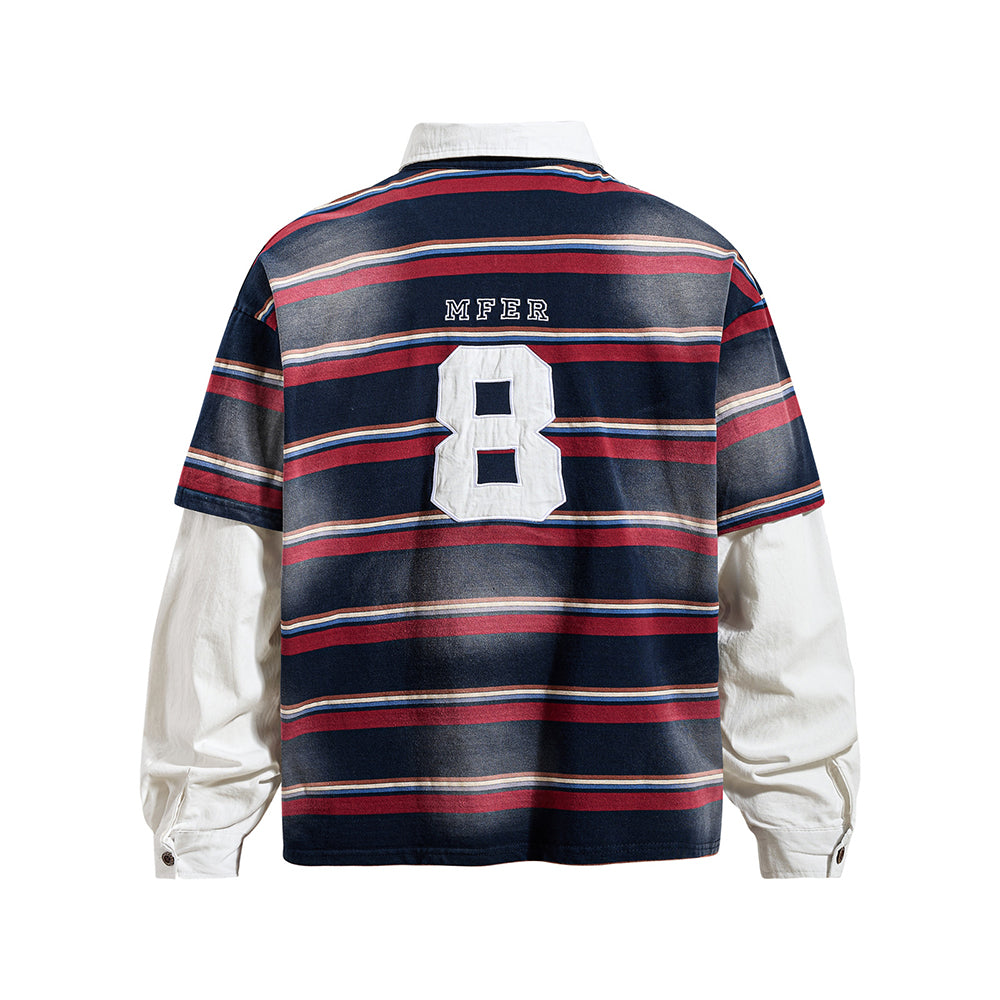 撞色假兩件長袖