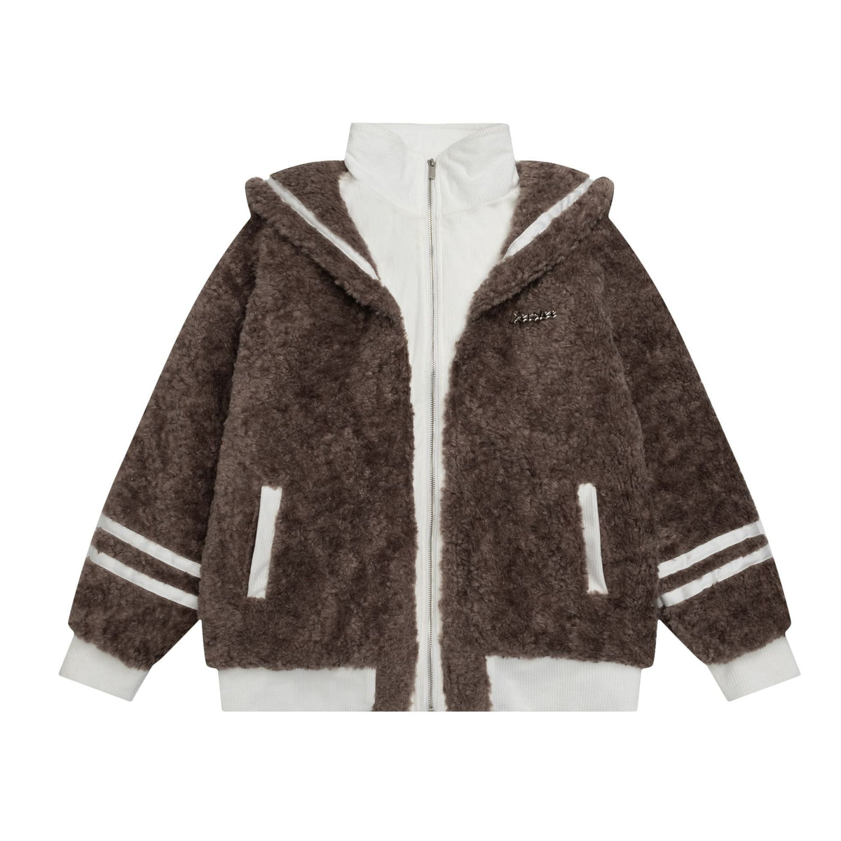 Retro fur patchwork cotton jacket