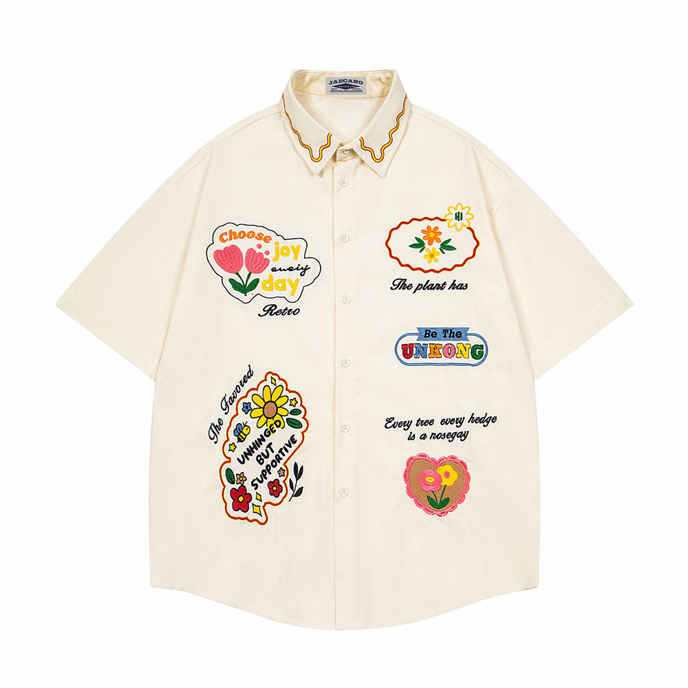 Funny flower short-sleeved shirt