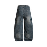 Distressed multi-pocket jeans