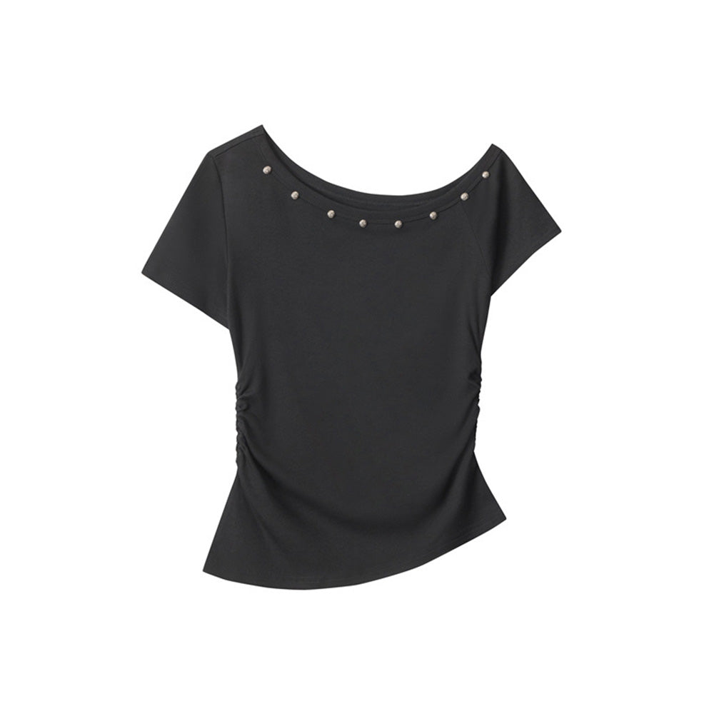 Off-shoulder slim short sleeves