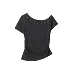 Off-shoulder slim short sleeves