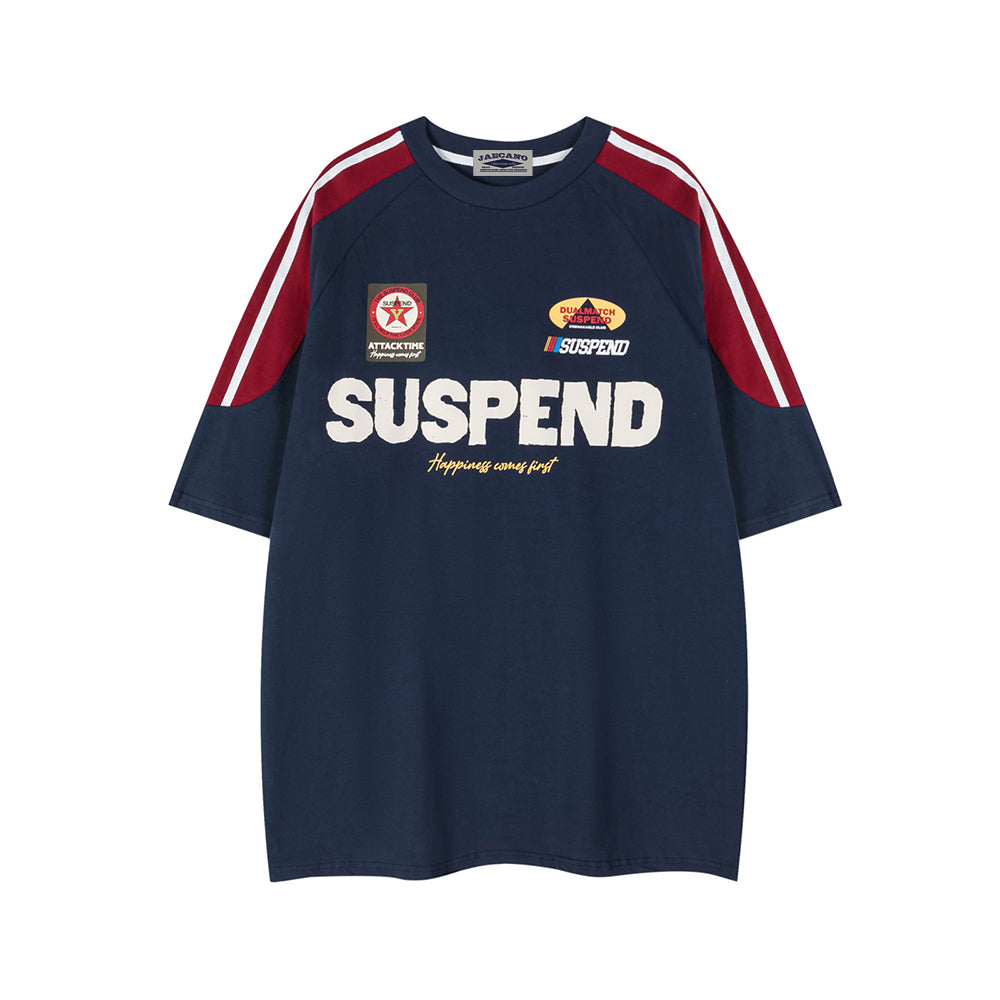 레트로한 배색 패치워크 반소매