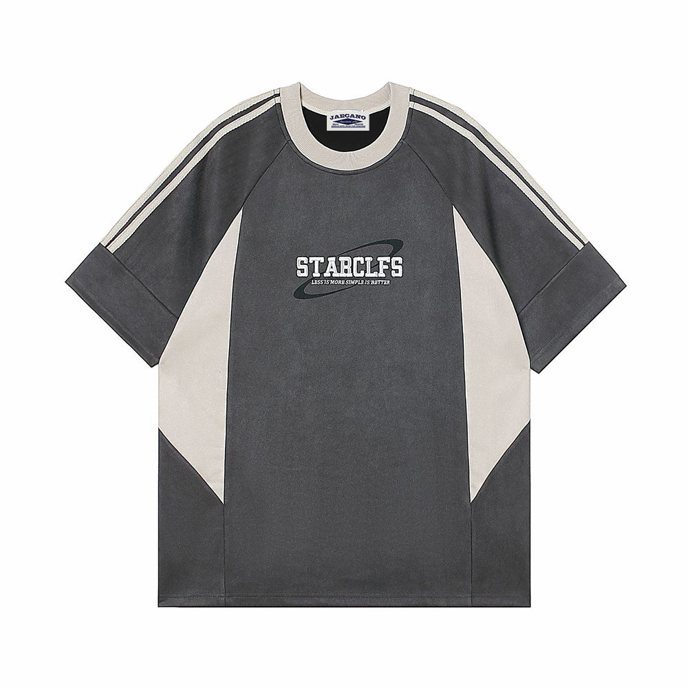 아메리칸 레트로 패치워크 대비 반소매