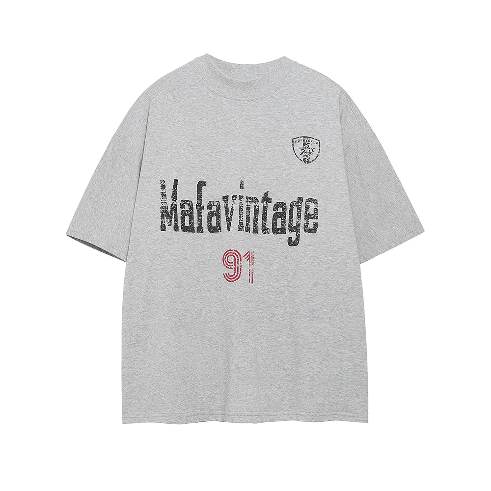 레트로 프린트 캐주얼 반팔