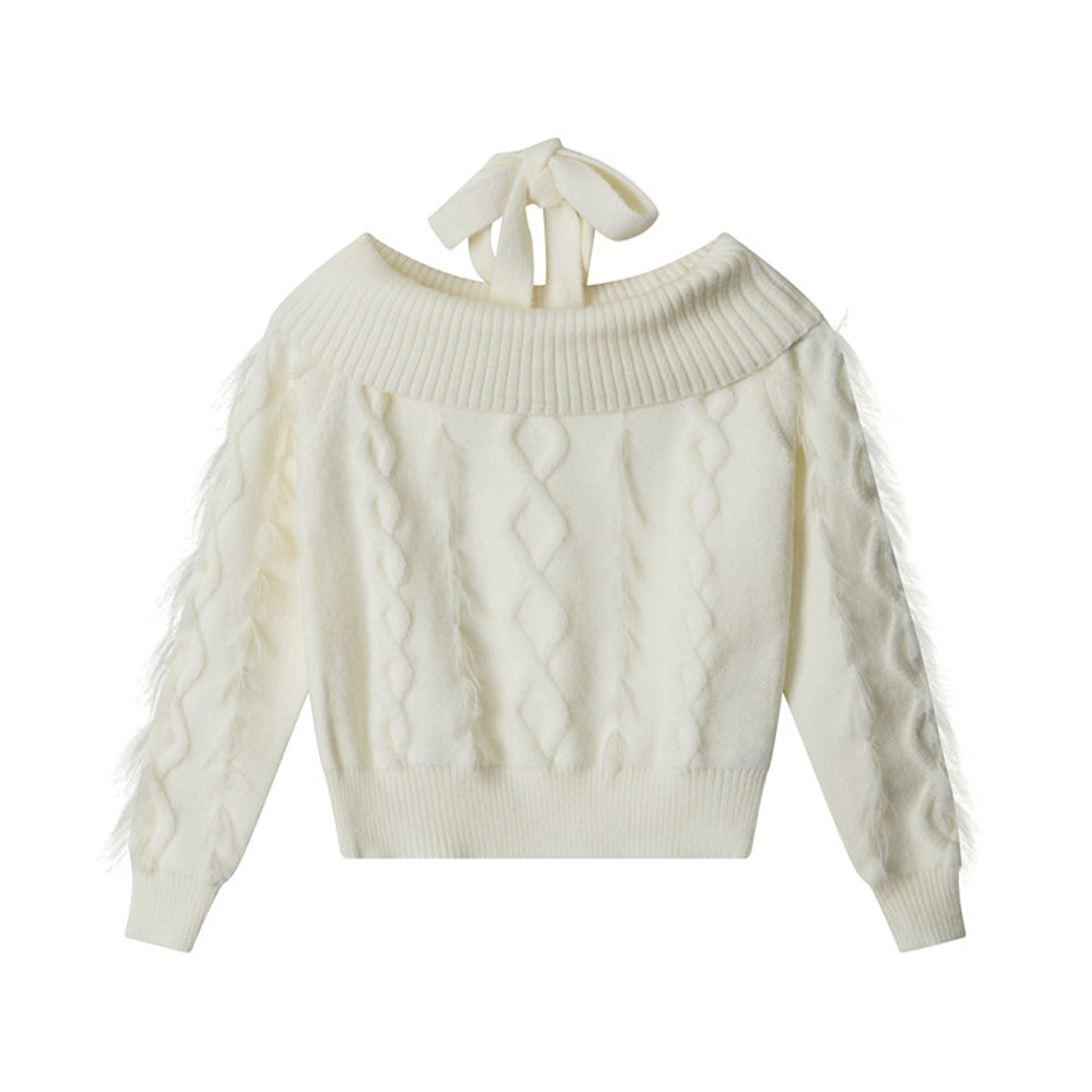 挂脖一字領針織衫(女款)