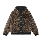 Vintage leopard print cotton hooded jacket