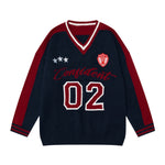 復古撞色長袖針織衫