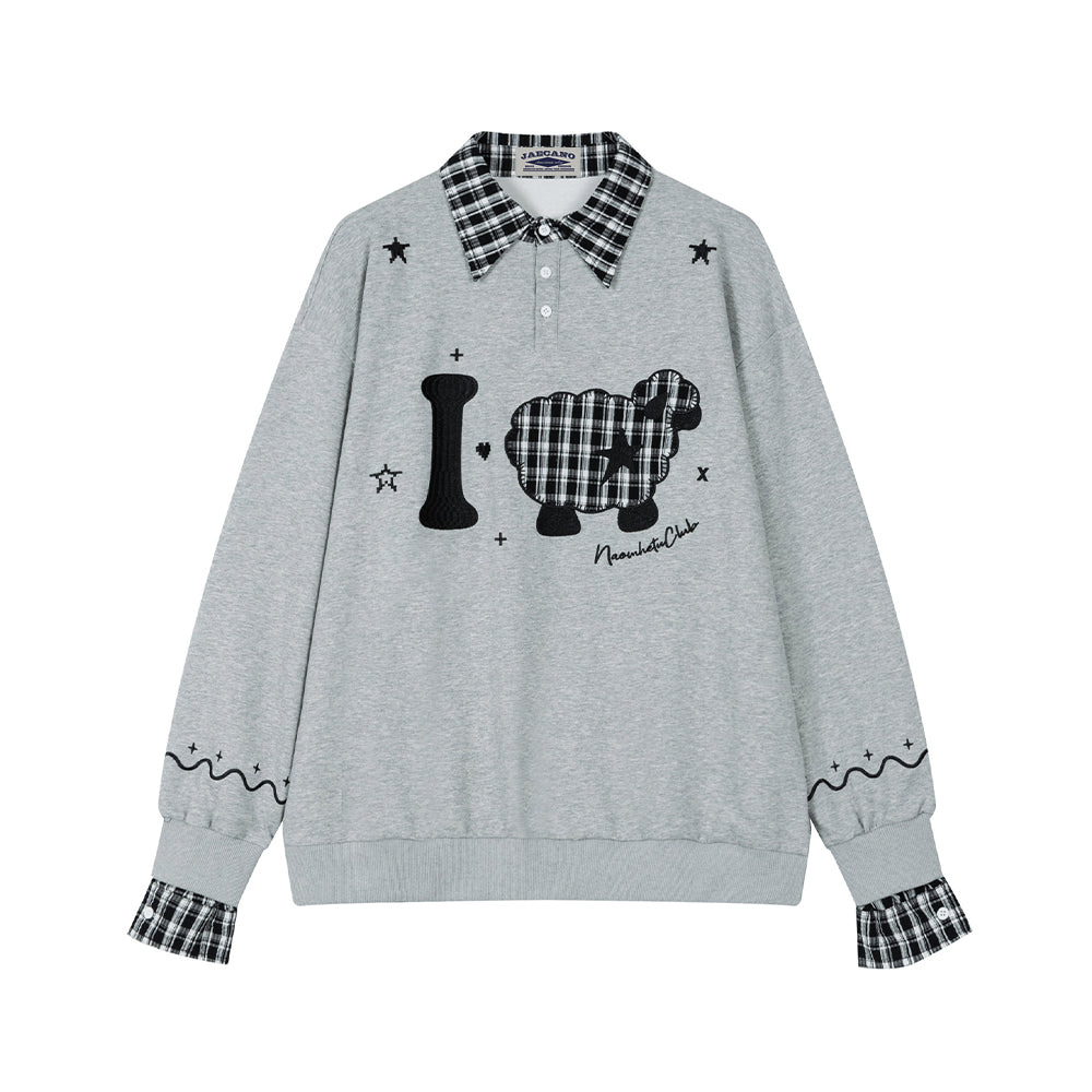 假兩件小羊衛衣