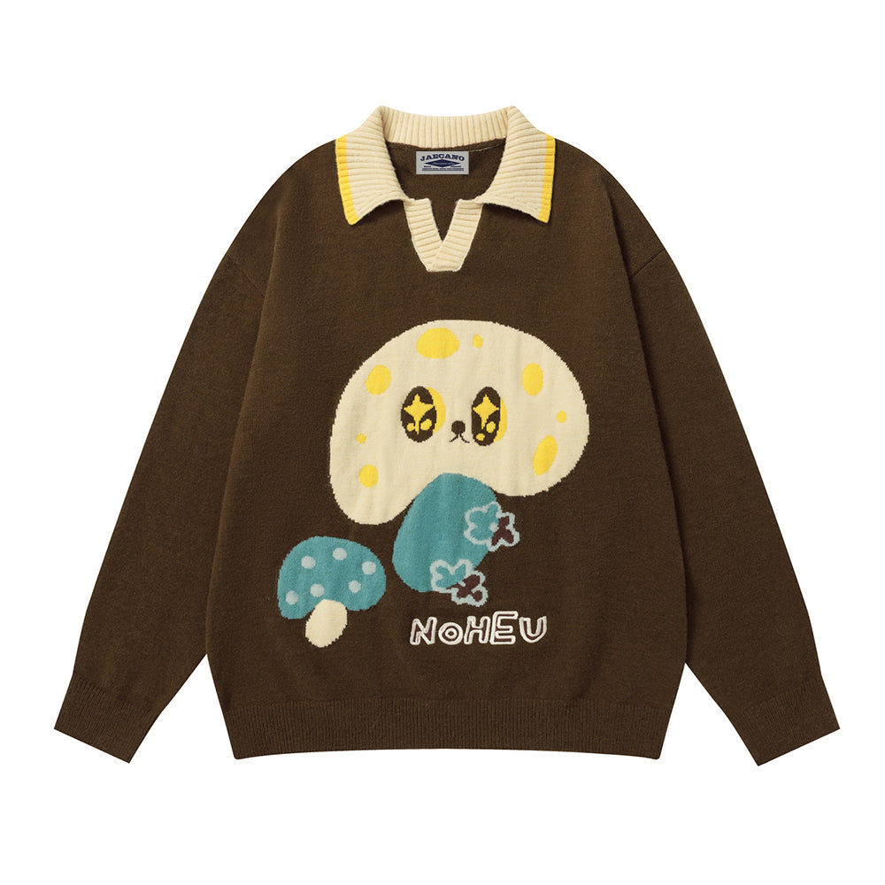 Contrast color mushroom sweater