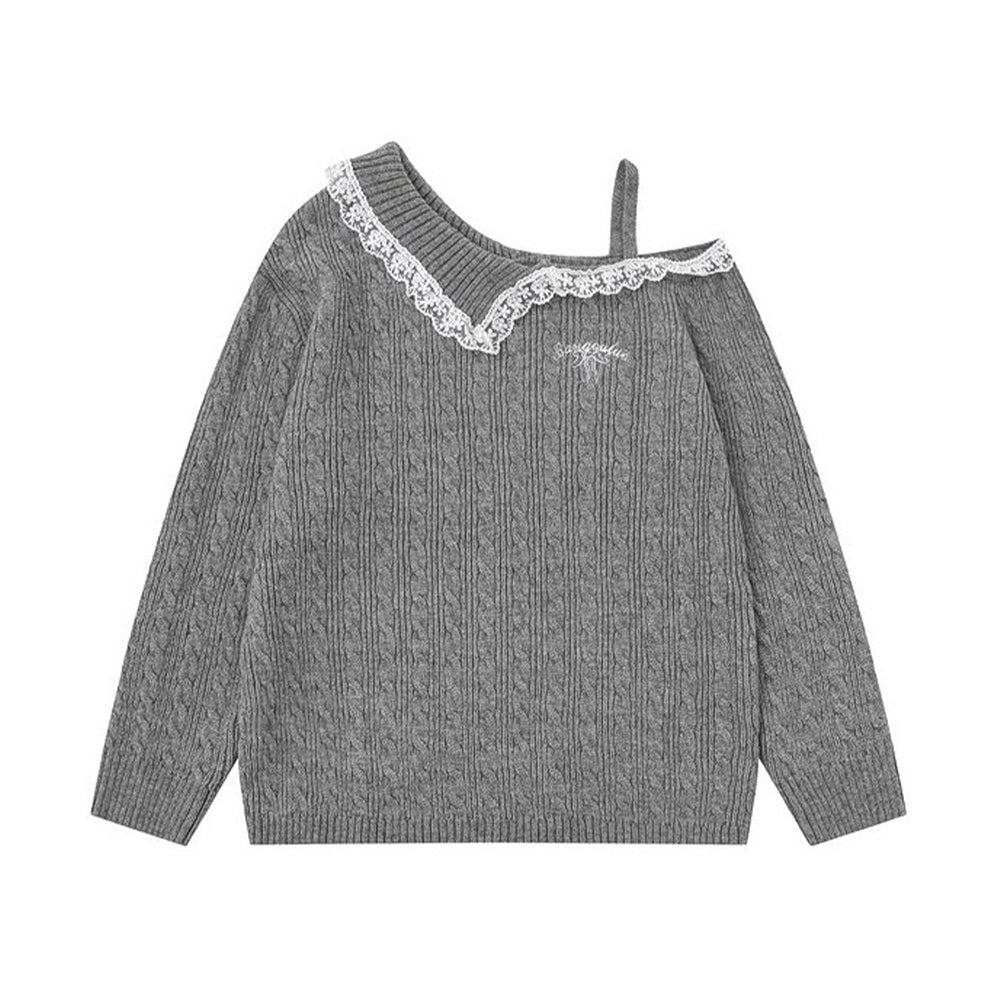 레이스 패널 니트 스웨터(여성용)