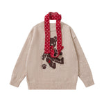 圓領小熊愛心針織衫