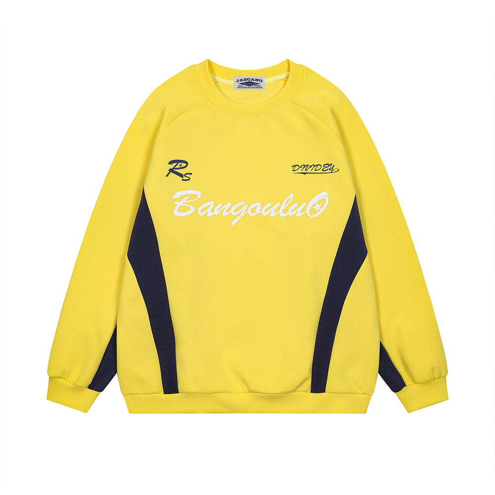 Retro color block crew neck sweatshirt