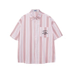 Vertical striped short-sleeved shirt