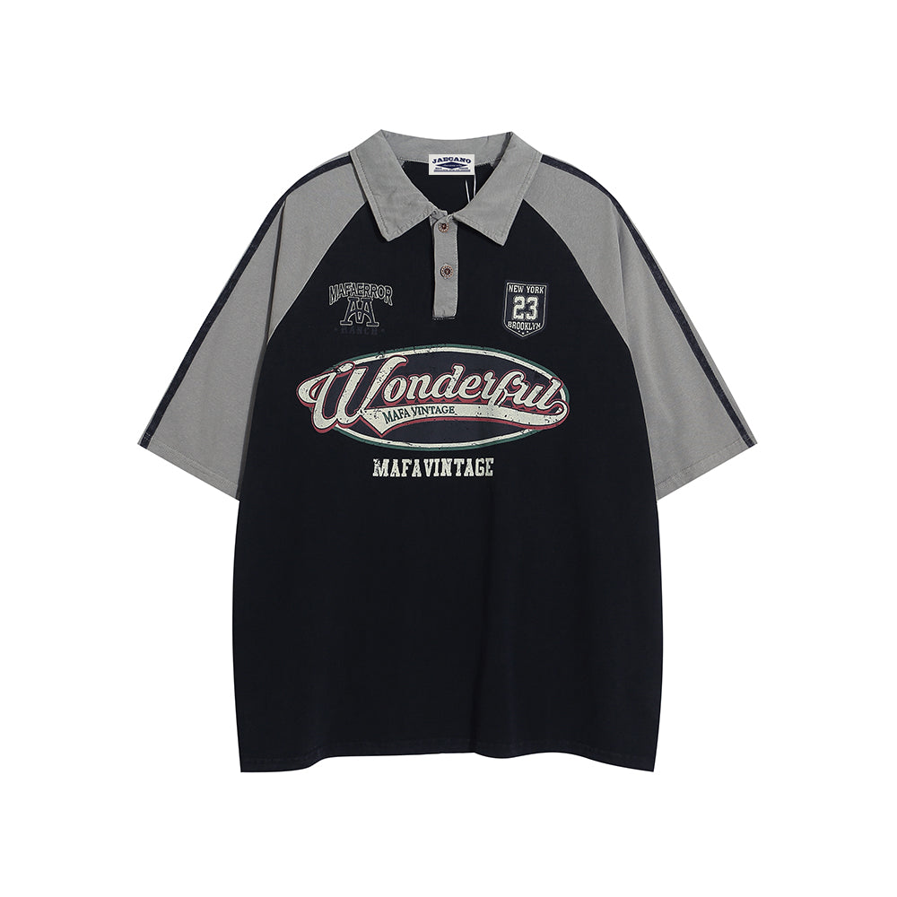 아메리칸 레트로 스티치 스포츠 반소매