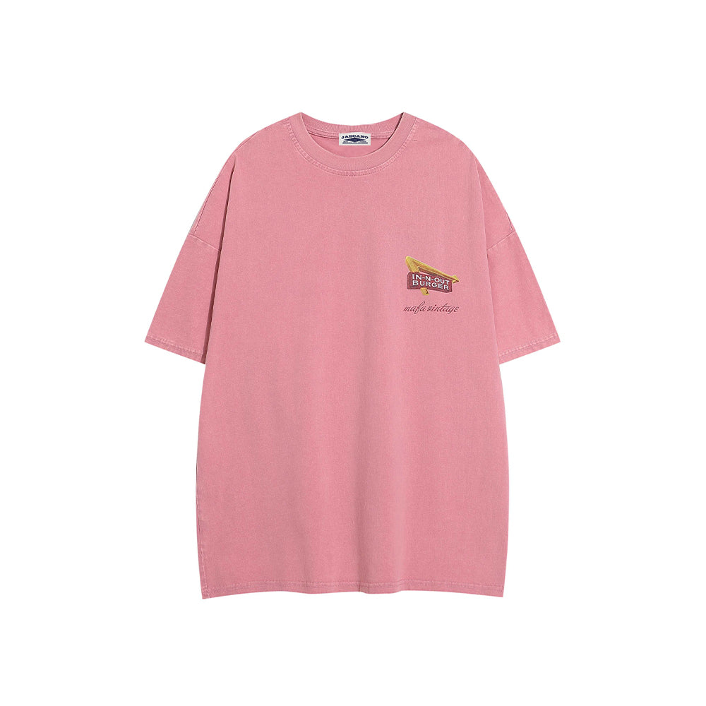 아메리칸 레트로 선셋 프린트 반소매