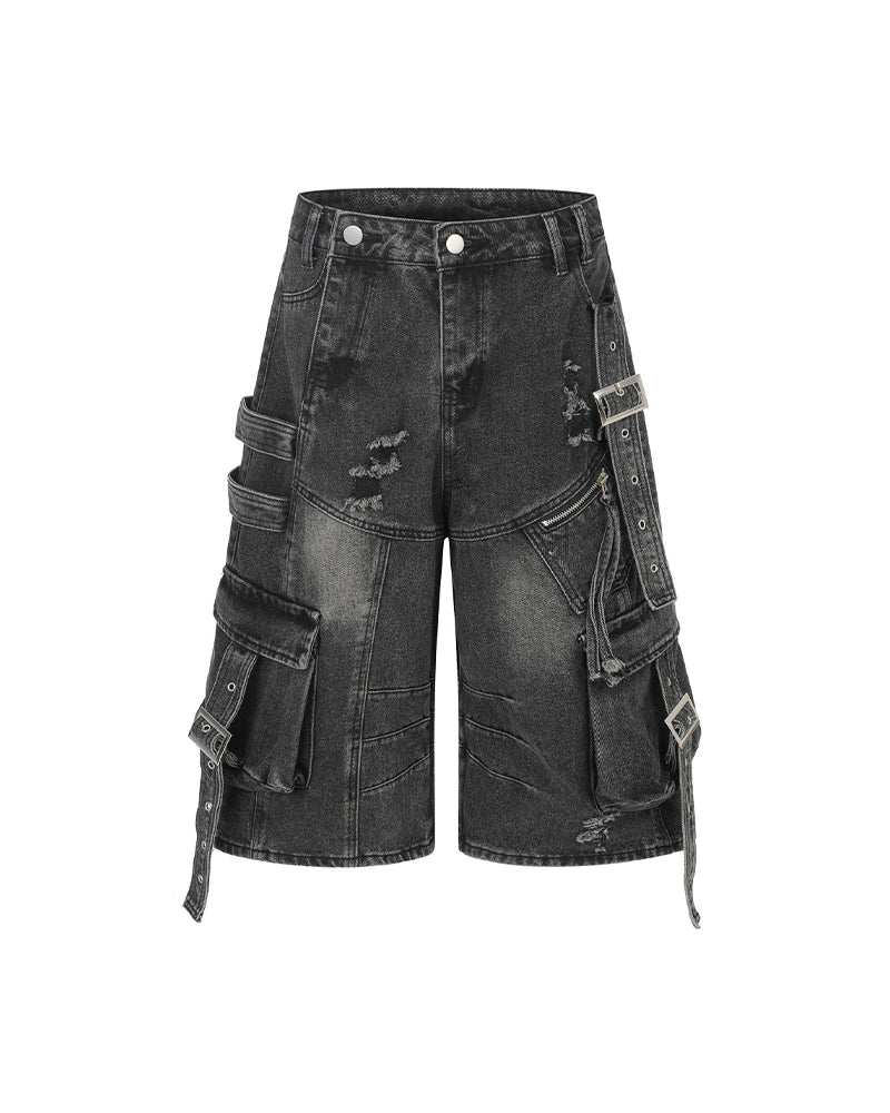 Distressed ripped shorts