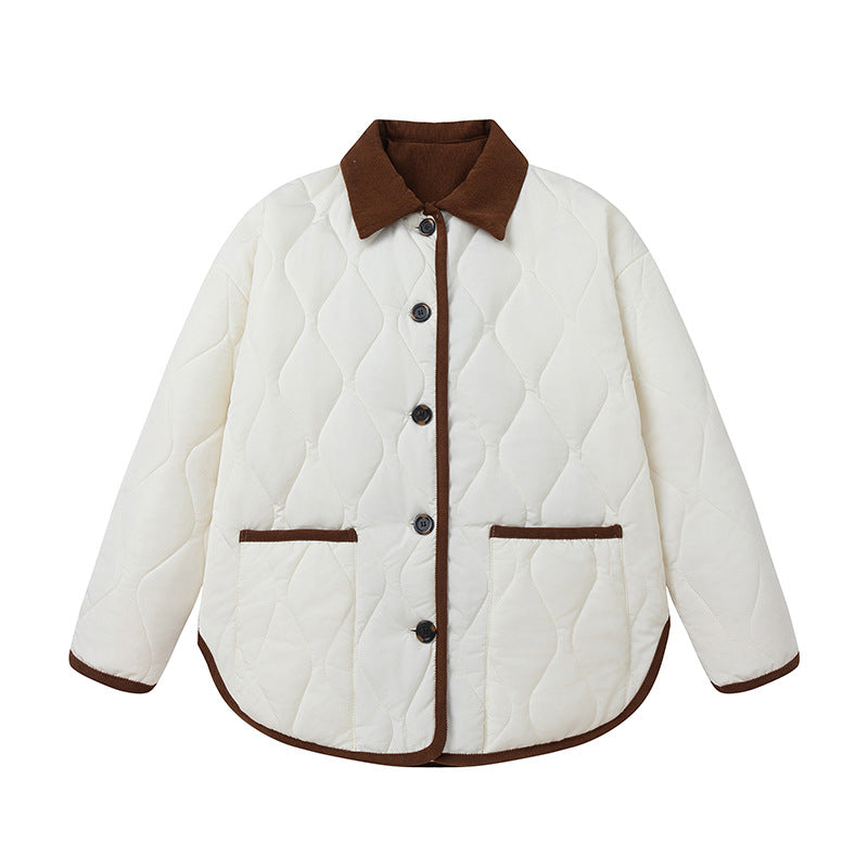 Retro contrast color simple cotton jacket