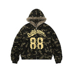 Camouflage plush hooded jacket