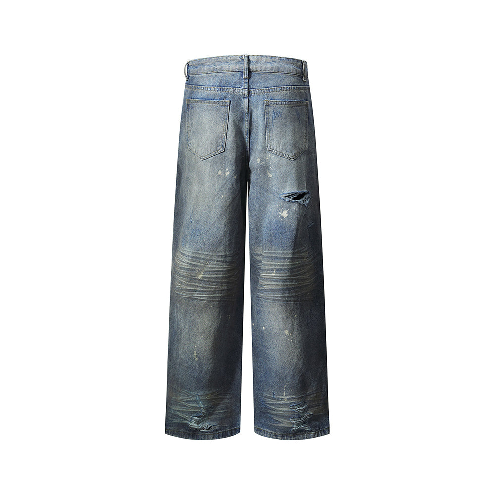 Vintage distressed straight jeans