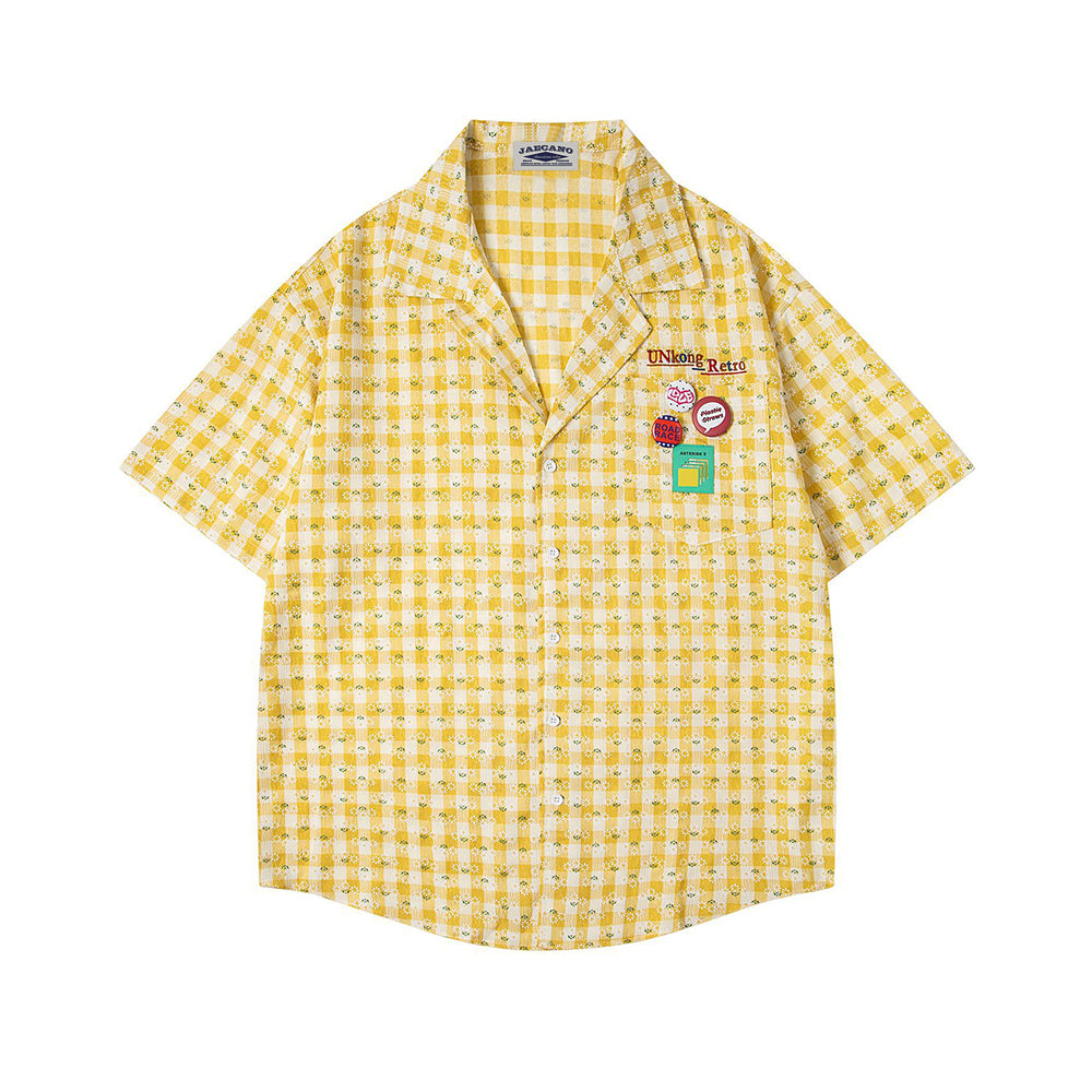 Badge Plaid Short Sleeve Shirt
