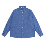 레트로 루즈 블루 체크 무늬 셔츠