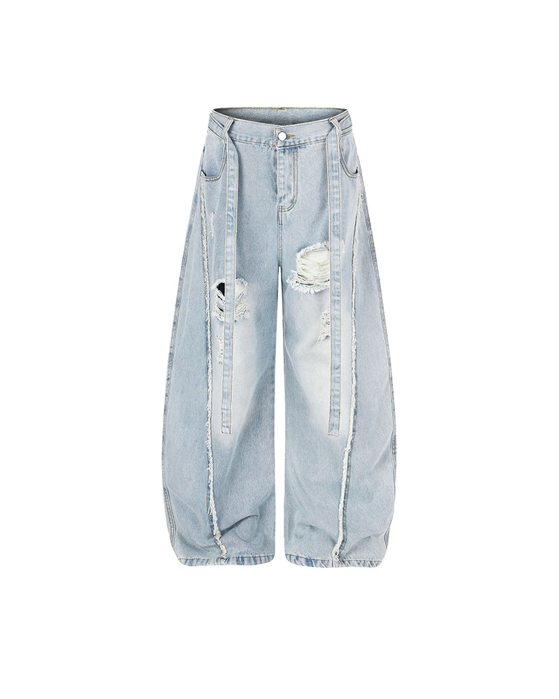 Ripped and frayed jeans