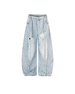 Ripped and frayed jeans
