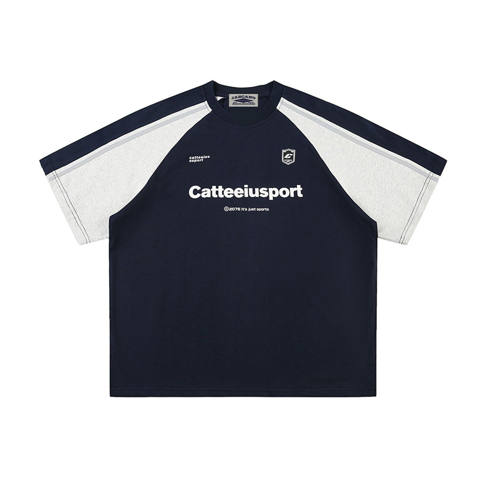 Colorblocked round neck short sleeves