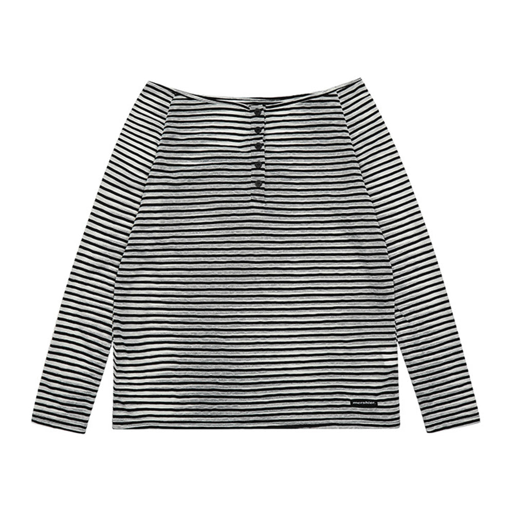 一字領條紋長袖(女款)