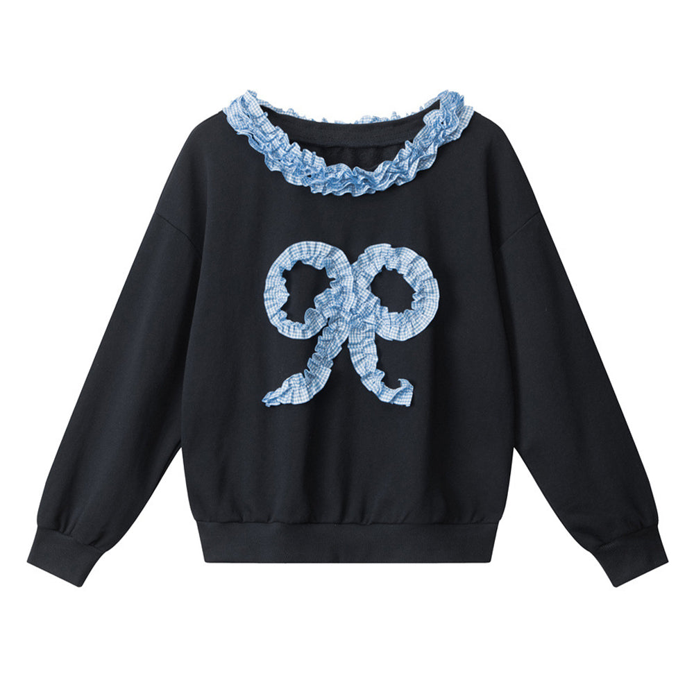 Lace-trimmed off-the-shoulder sweatshirt (women's)