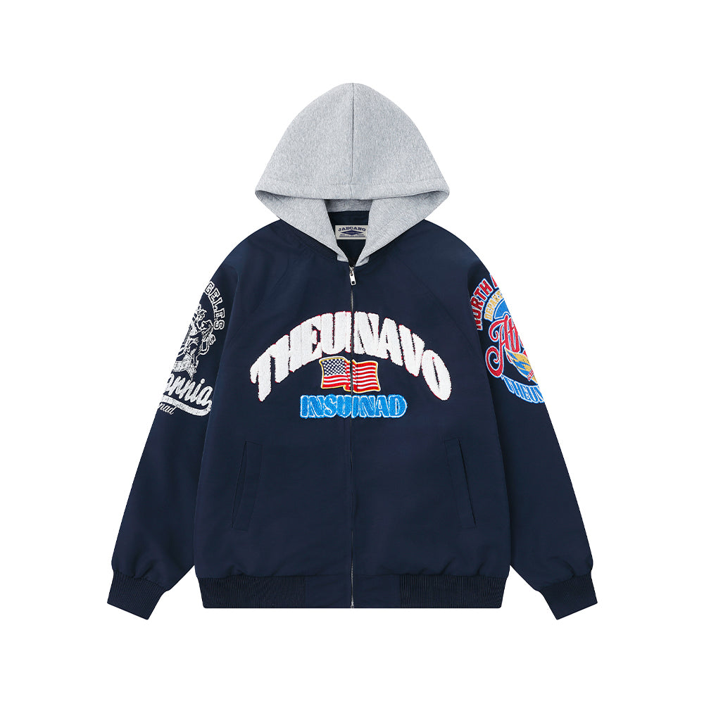 embroidered hooded jacket