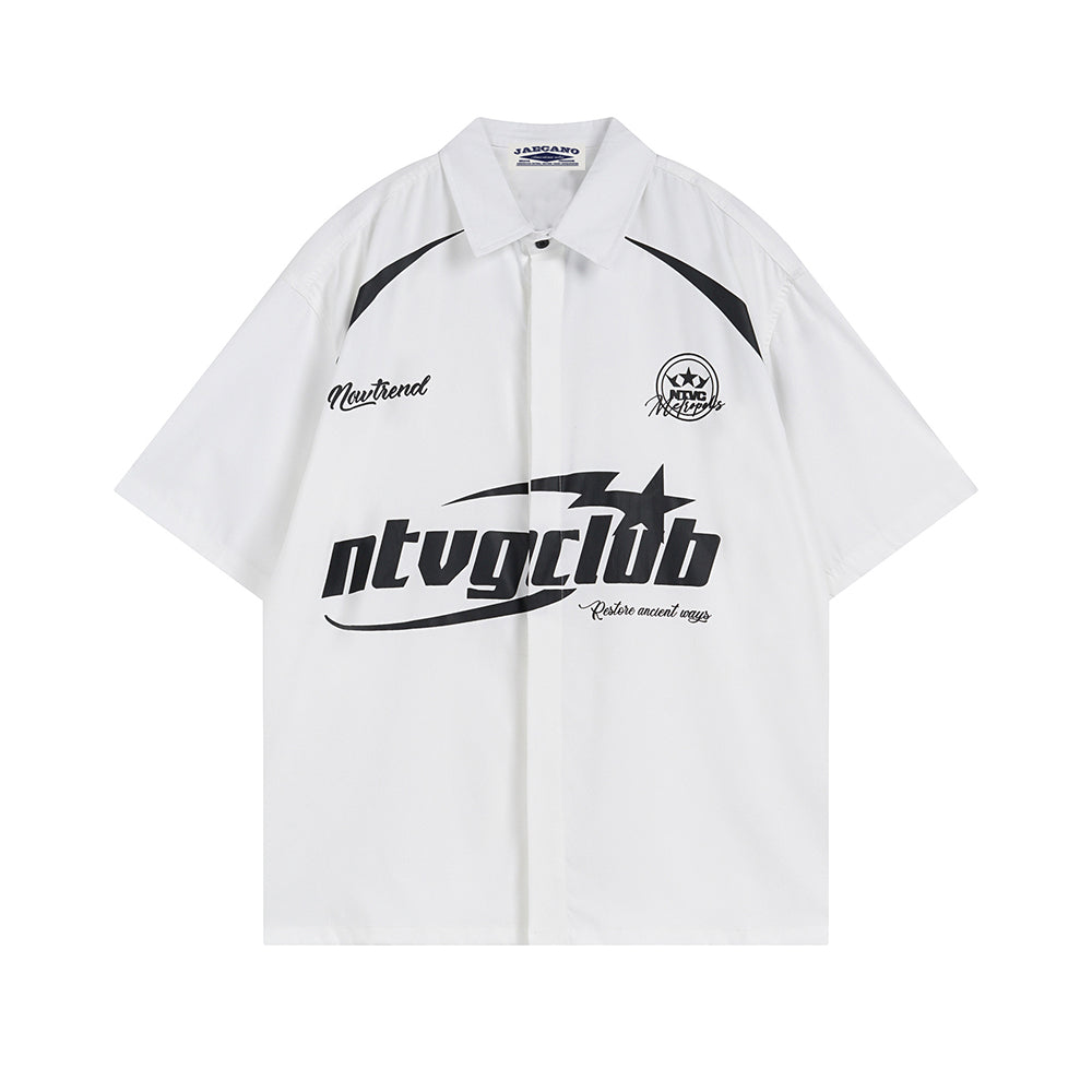 아메리칸 스트리트 컬러 블록 셔츠