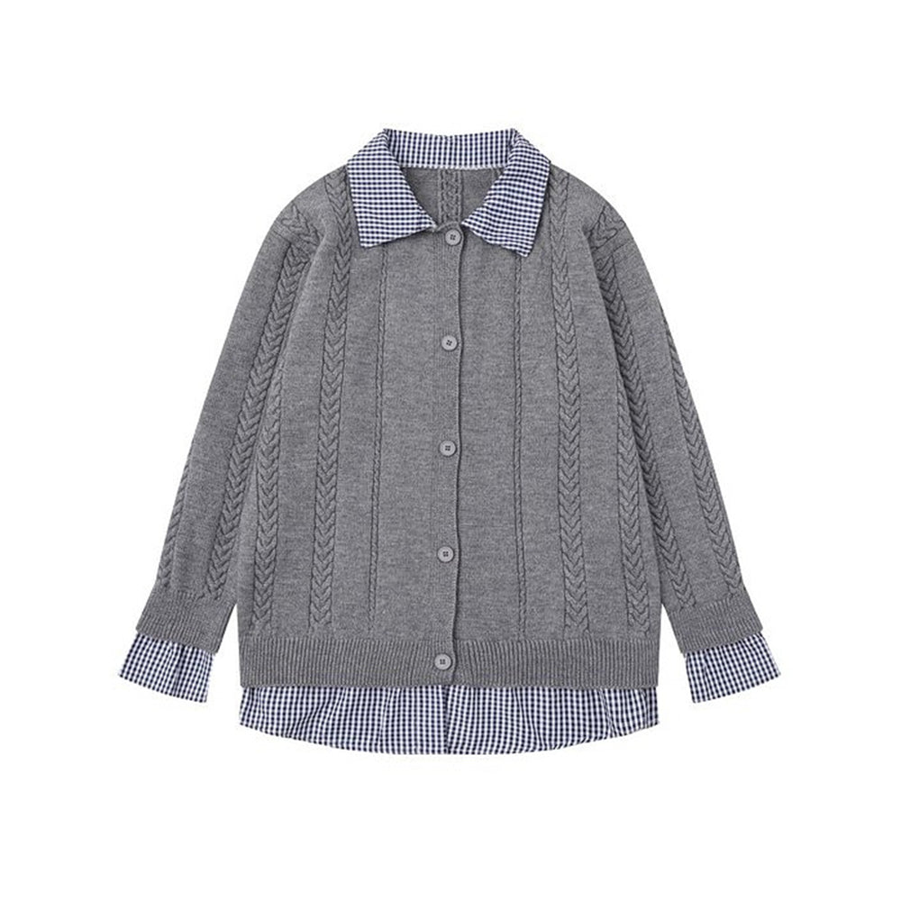 가짜 투피스 스플라이스 커플 스웨터