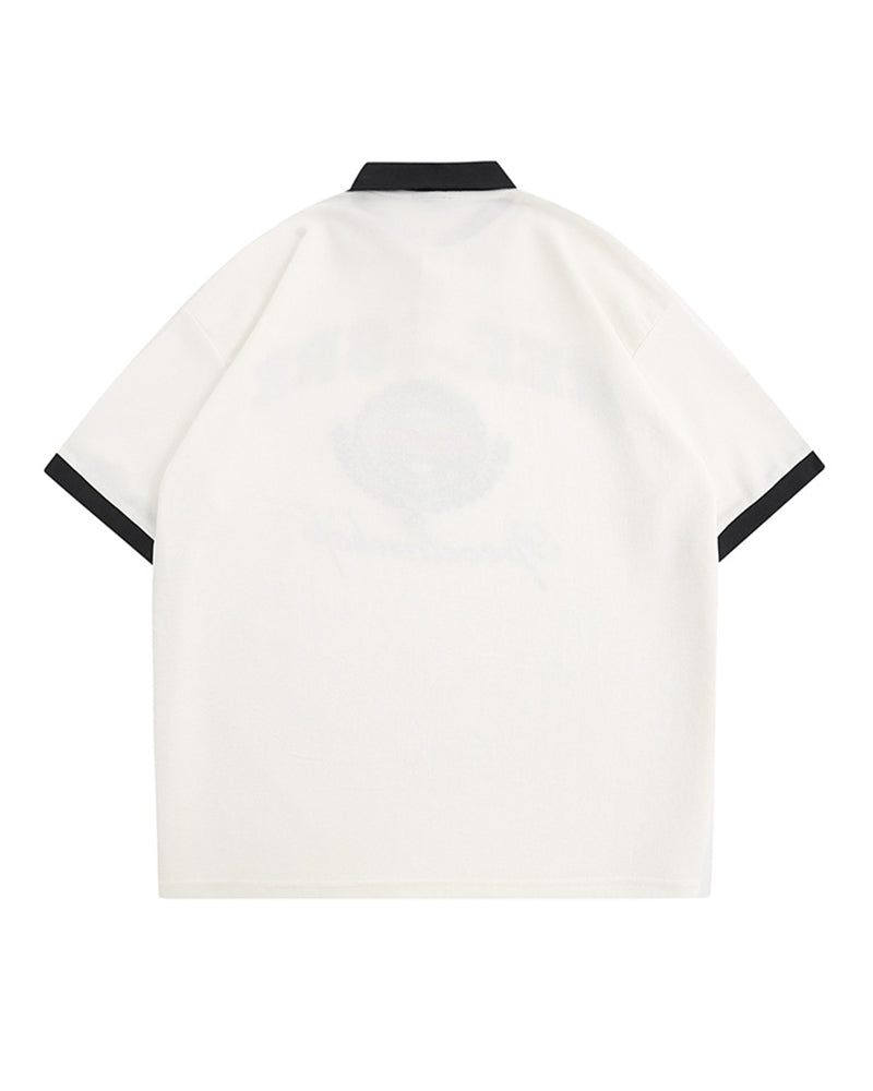 아메리칸 레트로 힙합 자수 문자 반팔