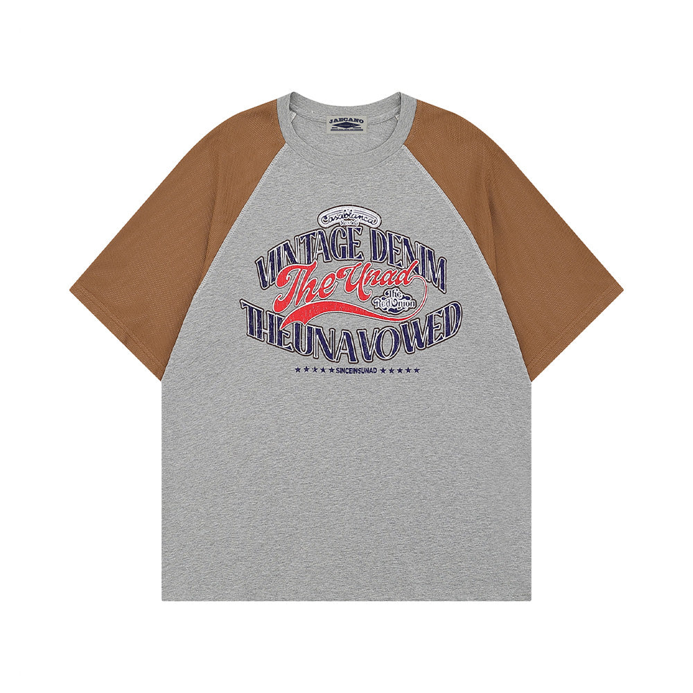 대비색 크루넥 반팔