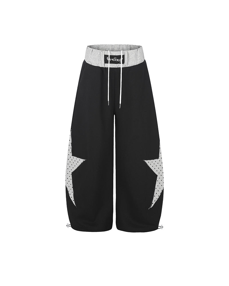 Contrast color patchwork casual pants