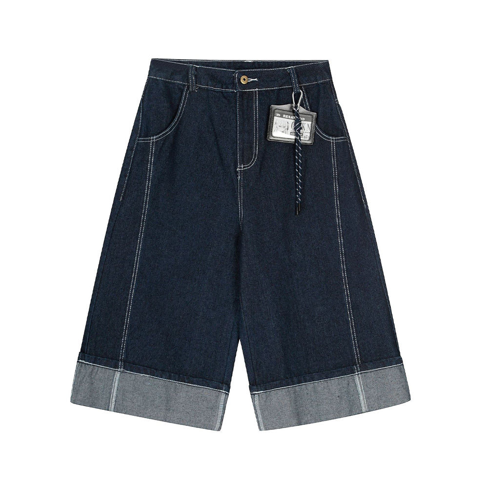 休閑復古牛仔五分短褲