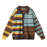 Color-blocked irregular knit cardigan