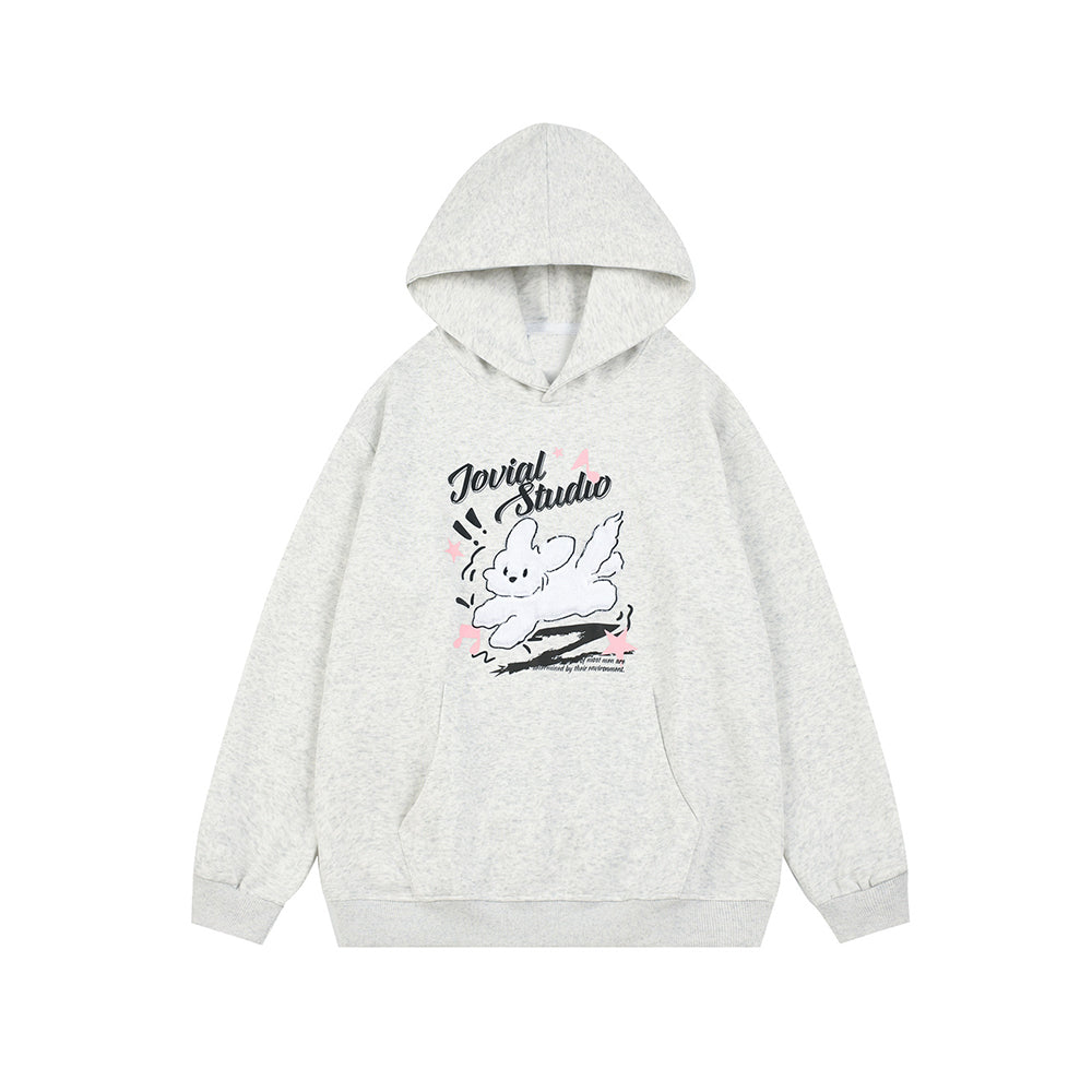 小狗刺綉連帽衛衣