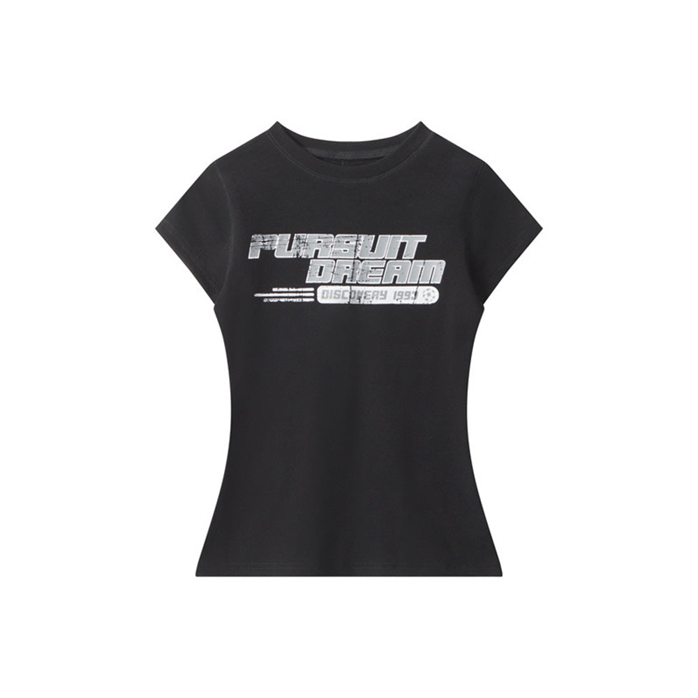 Lettering print crew neck short sleeves